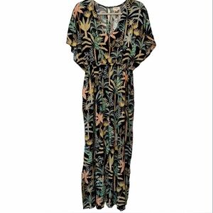Cost Plus World Market Multicolor Leaf Print Maxi Jumper Size Small/Medium